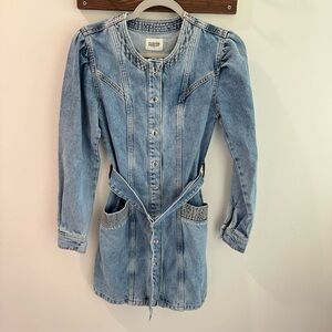 Claudie Pierlot Paris Ramia Faded Denim Mini‎ Dress in Blue Size 34 (US6)